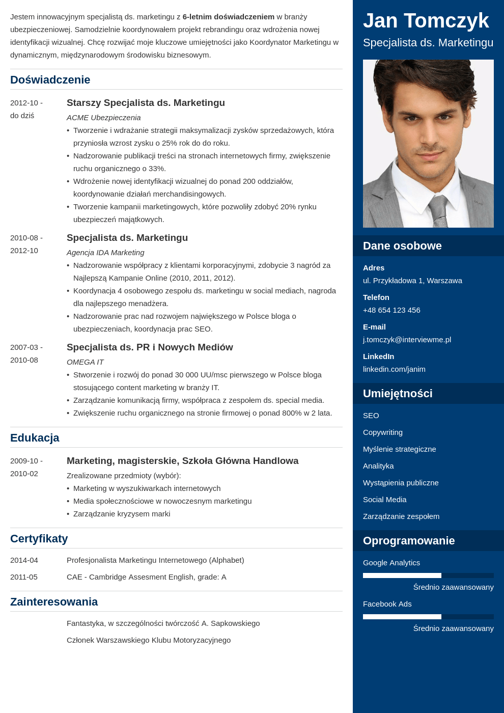 Szablon CV Enfold