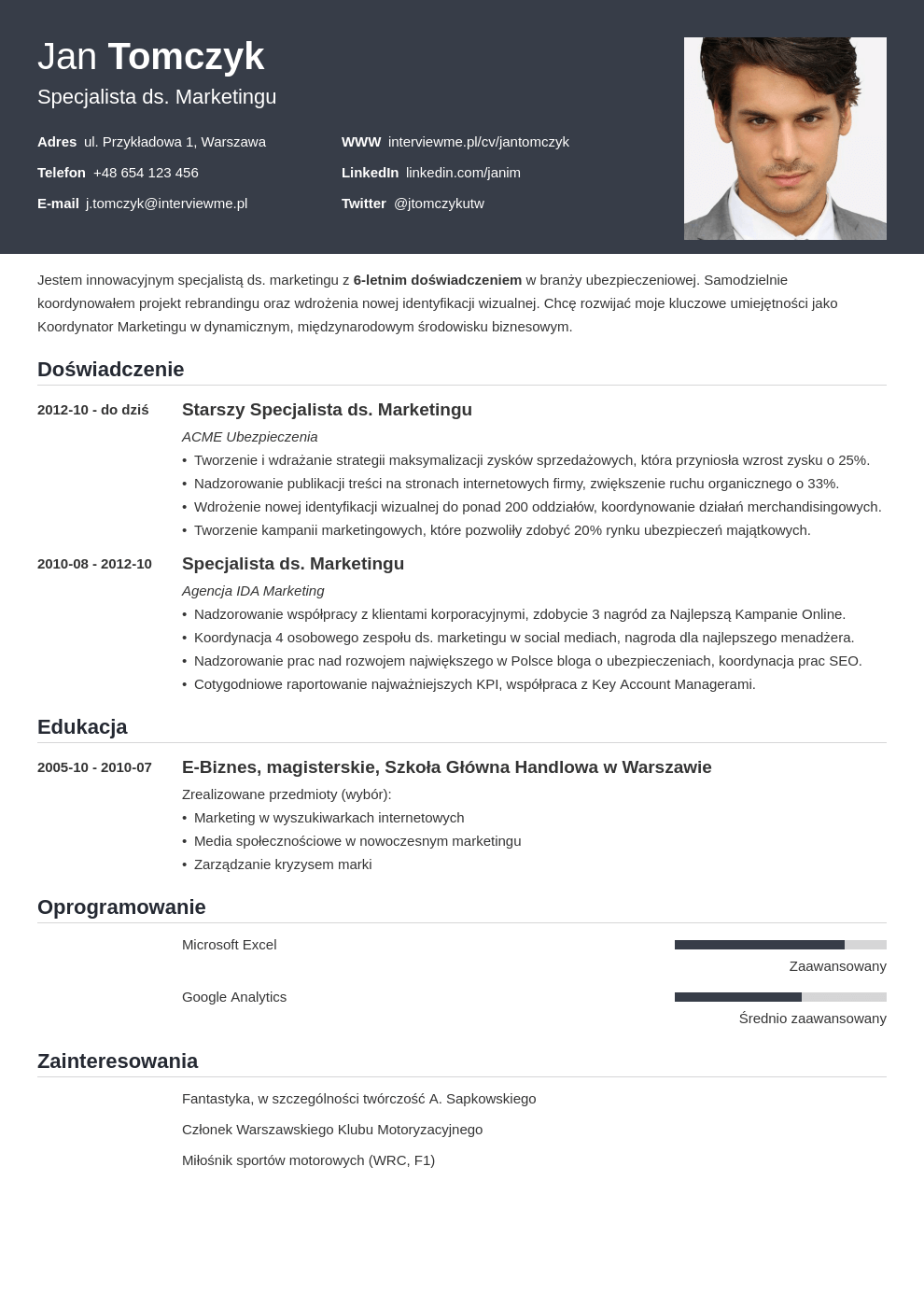 Szablon CV Influx