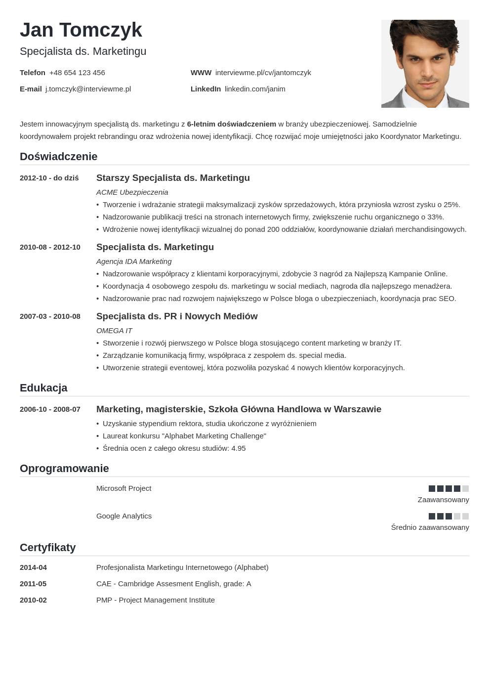 Szablon CV Nanica